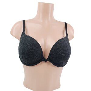Victoria's Secret Women's Black Floral Lace Underwired Push-Up Bra Size 36D